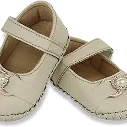 neska moda 6 To 12 Months Baby Girls Synthetic Leather self design Baby Sandal Booties-picture-23