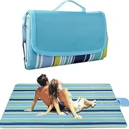 SMARAN Picnic Sand Proof Waterproof Outdoor Beach Blanket Lightweight Handy mat Portable Beach mat for Camping Hiking Travel Park Grass (Blue Picnic Mat)-picture-23