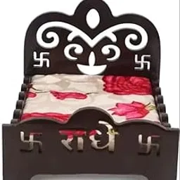 Bhoomi's Wooden Laddu Gopal RADHEY Bed for Home Temple, Laddu Gopal Ji Bed for Laddoo Gopal | Krishna Kanhai Ji Bed for Home Mandir Temple (Dark Brown) (Pack of 1)-picture-10