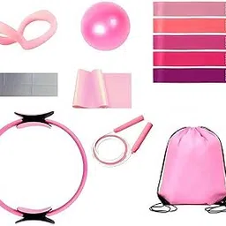 UJEAVETTE 12 Pieces Pilates Equipment Set for Women for Workout Professional Yoga Ring Pink-picture-12