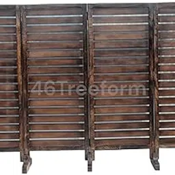 46Treeform® Wooden Room Partition/Screen/Room Divider/Room Separator for Livng Room Bedroom Home Office Restarurant Hallway/Divider for Kitchen 20 Inches Wide (4 Panel 4 Feet with Stands) image 1