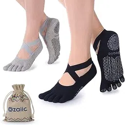 Ozaiic Yoga Socks for Women with Grips, Non-Slip Five Toe Socks for Pilates, Barre, Ballet, Fitness-picture-13