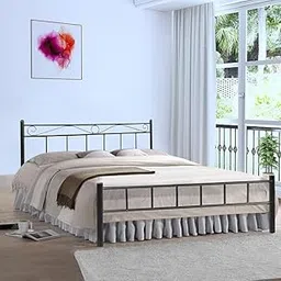 APRODZ Iron King Size Bed for Bedroom Metal Bed in Black Color-picture-10
