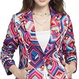 shaye Notched Lapel Collar Pink Printed Long Sleeves Casual Blazer for Women-picture-6