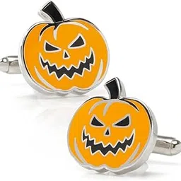 Halloween Orange Jack-O-Lantern Cufflinks for Men | Spooky Pumpkin Design | Plated Base Metal with Enamel Finish | Festive Accessory for Halloween Parties & Gifts-image-8