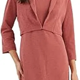 latin quarters Women Pink Solid V-Neck Bodycon Midi Dress with Shrug for Party Occasion-picture-20