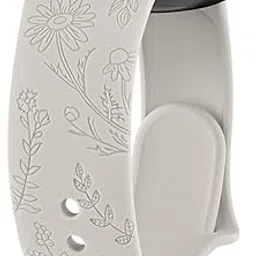 Tobfit Floral Engraved Silicone Band for Fitbit Versa 2 Watch, Soft Quick-Release Sport Strap for Fitbit Versa SE Smart Watch (Watch Not Included), Wristband with Metal Buckle for Women (Starlight)-picture-13