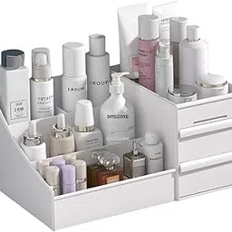 Multi-Level Cosmetic Organizer, Expandable Makeup Storage with 4 Tiers, White-picture-44