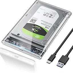 WiredCom® 2.5'' 6Gbps USB C 3.1 Gen 2 to SATA III External Hard Drive Case for 7mm/9.5mm 2.5 inch SSD HDD with UASP, Compatible with WD Toshiba Samsung PS4 Xbox (CLEAR-USB3.1)-image-16