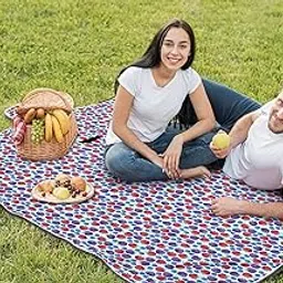 AAZEEM Picnic Outdoor Blankets Waterproof Extra Large - Beach Mat Sand Free Foldable with Carry Strap | Portable Camping Blanket | Park Blanket for Grass Park, Hiking, Travel, Concerts, Blue-image-15