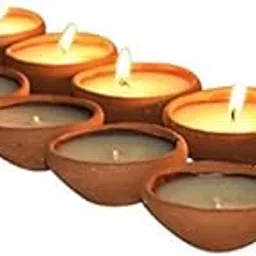 Handmade Mitti Diyas for Poja Set of 11 | Earthen Wax Filled Diya Burn Time 4 Hours | Terracotta Decorative Dipawali, Diwali Diya, Ideal for Home Pooja-image-80
