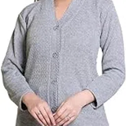 Women?s Full-Sleeve Knitted Button-Down Cardigan(Grey SWEATER8 M_PT)-image-47