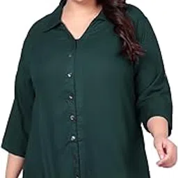indietoga plus size Indietoga Women's Solid Rayon Longline Casual Shirts (XL to 7XL)-picture-48