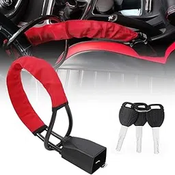 STHIRA® Car Steering Wheel Lock, Heavy Duty Safety Belt Buckle Attachment Steel Car Wheel Lock, Alloy Lock Core Steering Wheel Lock with 3 Keys Car Lock Anti Theft for Truck, SUV, Van, Hatchback-picture-55