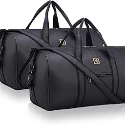 heart home 2 Pcs Premium Leather Duffle Bags for Travel for Women & Men | Spacious Cabin Bag with Detachable Shoulder Strap | Water Resistant Luggage Bag for Travelling & Tour | Black-picture-39