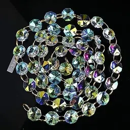 6FT AB-Color 14mm Octagon Beaded Chain Chandelier Prisms Hanging Wedding Garland Decoration Ornament-picture-24