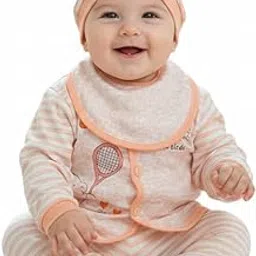 First Feel Newborn Baby Winter Wear Clothing Set | Baby Boy & Girl 5 Piece Set with Jacket, 2 Pants, Bib and Cap | Gift Set for Baby Shower | Newborn Warm Casual & DailyWear (0-3 Months)-picture-39