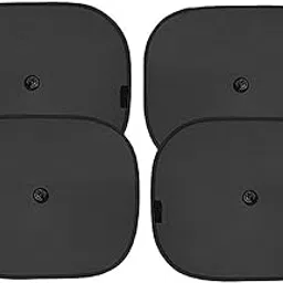 Rhymestore Universal Car Window Sun Shade with Vacuum Cups for All Cars (Set of 4, Black) | Car Window for Stingray Protective | Car Window Shade Blocks Harmful UV Rays | Black-image-82