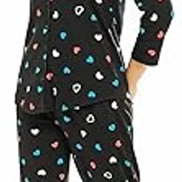yousafzai hub "Stylish Women's and Girls Night Suit Set | Flower Print Shirt & Pyjama | Soft Sleepwear for All Seasons (Black, XXL) (Black, XXL)-picture-21