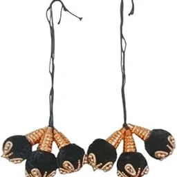 Traditional Bharatanatyam Kunjalam Hair Accessories/Black & Gold Kunjalam for Classical Dance.-picture-34