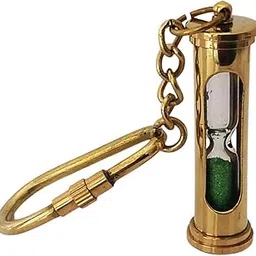 WinMart Nautical_Nautical Craft Brass Sand Timer Key Chains Mini Hourglass Key Rings(Green Color)-picture-21