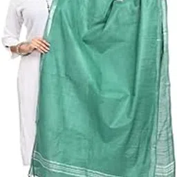 m/s gr handloom Women's Bhagalpuri Linen Cotton Blend Handloom Dupatta (Stole) with Silver Zari Border-picture-10