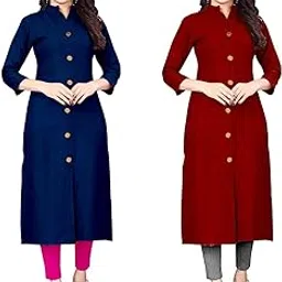 natek Women's Cotton Straight Plain Kurtis Combo Pack of 2-picture-52