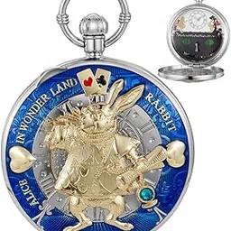 alwesam Pocket Watch Music Box Hand Crank Playing Music Quartz Pocket Watches with Chain Movie Theme Unique Xmas Birthday Graduation Gifts-picture-20