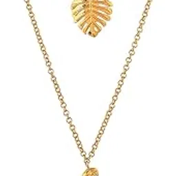 Hawaii Double-Layered Monstera And Tropical Bird Necklace|Short Necklace For Women|Boho|Vacation|Travel|-image-1