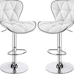Decor & More Bar Stool | Modern Height Adjustable Bar Chairs for Home | 360 Degree Swivel Seat Top | Bar Chair for Home Kitchen with Footrest |Bar Stools Set of 2 (Metal) - White-image-72