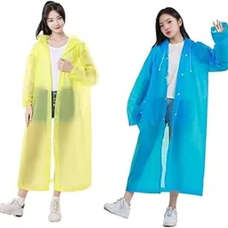 Rain Ponchos for Adults, Reusable PEVA Rain Coats for Women Men Waterproof Lightweight Long Rain Jackets with Hood-image-96