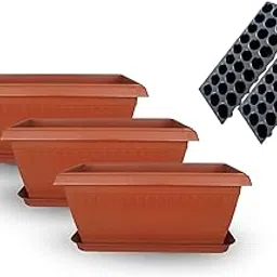 Halsey 26 Inch Flower Pot with Plates, Large Outdoor Flower Pot, Plastic Garden Pot, Terra-Cotta Color, Modern Style-picture-44