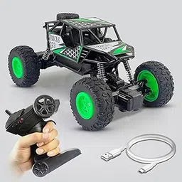 NHR 2.4 Ghz Remote Control Plastic Racing Car, 1:18 Rock Crawler 4 Wheel Drive Remote Control Rock Climber High Speed Monster Car 4+ Years Red (Green)-picture-13