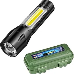 Mossio Metal Flashlight Rechargeable Torch with Built in Battery + Desk Lamp with Gift Box Focus Zoom Torch Light with 3 Modes Adjustable for Emergency and Activities-image-20