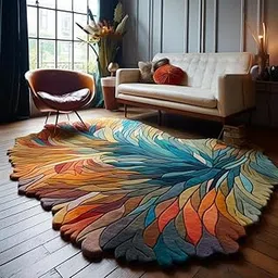 Hassan Carpet Handmade Irregular Shape Wool Area Rug | Unique Contemporary Botanical Design, Thick & Soft Carpet | Perfect for Living Room, Bedroom Décor (Multi Colour, 3 x 5 Feet)-image-18