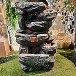 generic SEPBORN Stone Outdoor Water Fountain, 101cm Tall, Stacked Rock Design-picture-32