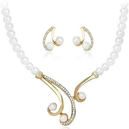 shining diva fashion Shining Diva Latest Stylish Design Fancy Pearl Necklace Jewellery Set for Women (15462s)-picture-20
