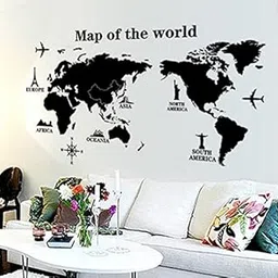 Oren Empower Vinyl World Map Wall Sticker (120 Cm X 60 Cm, Black), Self-Adhesive-picture-59