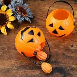 PartyToko Kids Pumpkin Candy Basket for Halloween Cosplay, School Function, Theme Party, Competition, Stage Show - 5.5inch 1pcs Multicolor-image-71