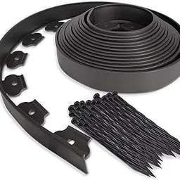 Sivgun Creations Landsccape Edging/Garden Fence/Garden Border/Flower Bed Edge/Tree Surrounding | No Digging Edge with Anchoring Spikes/Nails (10 CM HT, Black)-picture-55