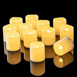 Homemory Flameless Votive Candles with Timer, 12PCS Flickering Battery Operated LED Tealight Candles, Realistic Electric Fake Candle for Wedding, Halloween Party, Table, Outdoor (Battery Included)-image-3