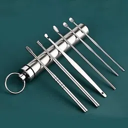 Professional Steel Ear Wax Removal Kit, 6-Piece Set with Spiral Curette and Cleaning Brush-picture-29