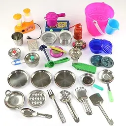 Varnika Stores Miniature Kitchen Set, Kitchen Set for Kids Girls, Real Cooking Kit for Play, Steel Kitchen Set for Girls, Choppu Jaman, Miniature Cooking Set (Pack - 31)-picture-18