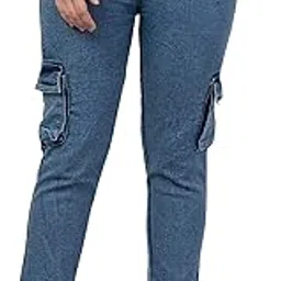 neunk Regular Fit Denim Baggy Cargo Jeans for Women, Multi-Pocket Design, Casual Loose Fit Mid Waist Trousers, Streetwear Style Pants-picture-41
