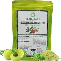 Herbirain Organic Ayurvedic henna powder Pure Plant - Based For Hair Colour, Conditioning and Hair growth 300gm image 1