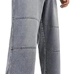 urbano plus Men Mid Rise Loose Baggy Fit Cut and Sew Panelled Jeans Non-Stretchable-picture-34