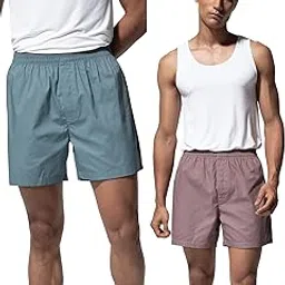 damensch Regular Fit 100% Cotton Solid Boxers Back Pocket Elastic Waistband Light weight Comfortable Boxers for Men Pack of 2-picture-24