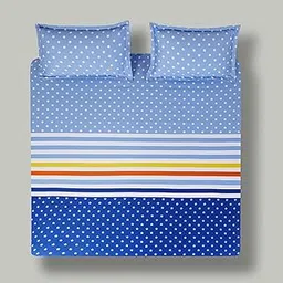 United Colors of Benetton Rainbow Cotton Super King Bedsheet Set (274 x 274 cm) Blue-picture-12