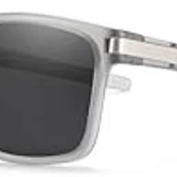 aferlite Unisex TAC Polarized Lens | Unbreakable TR90 Frame |100% UV Protection Retro Square Sunglasses | Medium | Matt Grey |Lens Black image 1