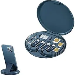 Travel Data Transfer Tool, Multi-Type Phone Micro USB Type C Adapter Cable Conversion Head Set Portable Cell Phone Holder with Storage Box Compatible for Android iOS Laptop Device-picture-26